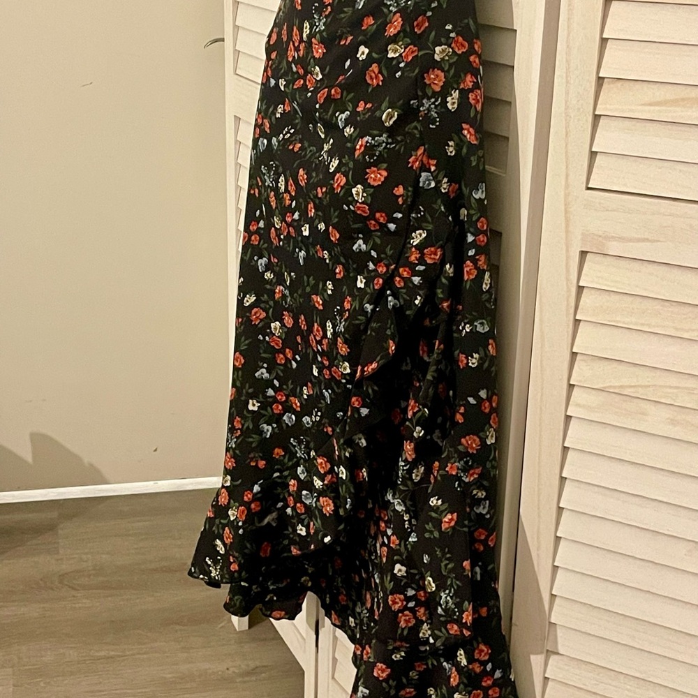 SHEIN Asymmetrical Black and Red Maxi Skirt